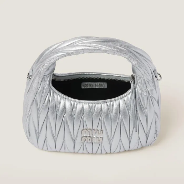 Women Hobo Bags Miu Miu Wander Matelass Nappa Leather Hobo Bag Silver Women Hobo Bags Miu Miu Wander Matelass Nappa Leather Hobo Bag Silver