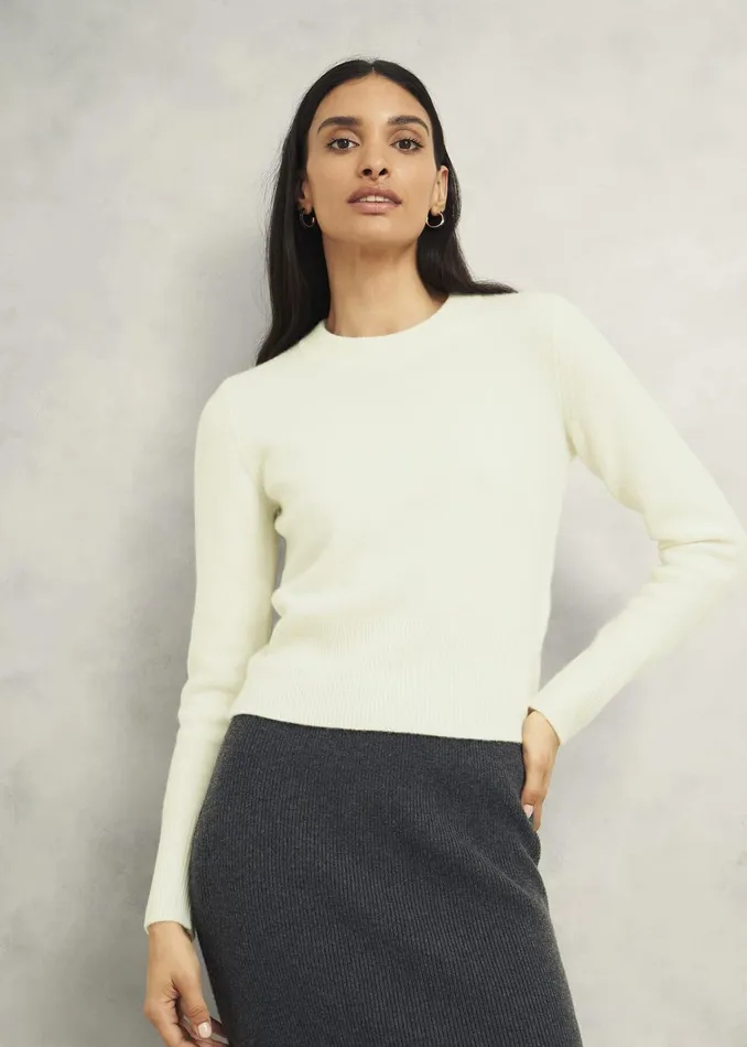 Women Hoghton Brushed Cashmere Jumper Warm Ivory Hobbs Jumpers and Cardigans