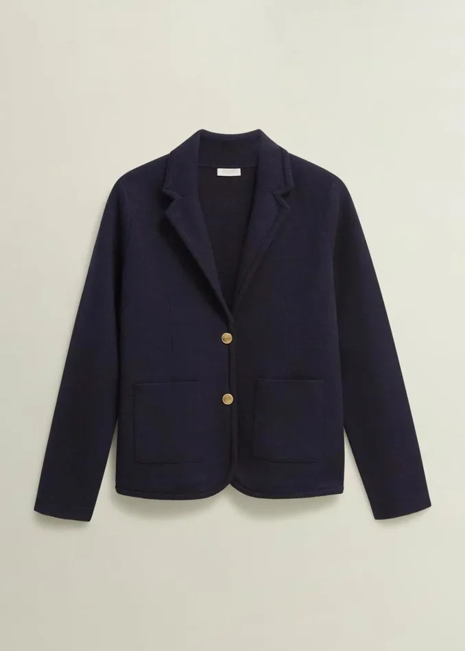 Women Holly Knitted Blazer With Wool Hobbs Navy Hobbs Coats and Jackets
