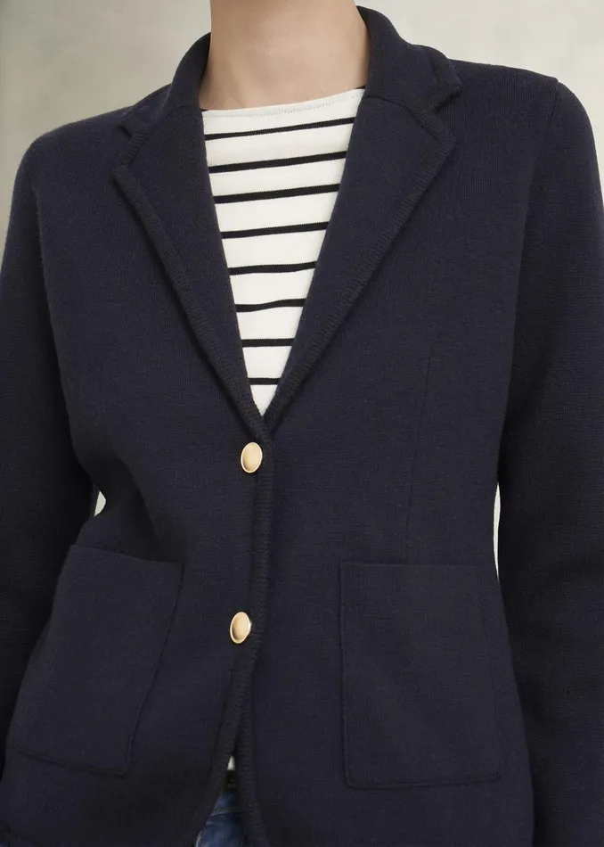 Women Holly Knitted Blazer With Wool Hobbs Navy Hobbs Coats and Jackets