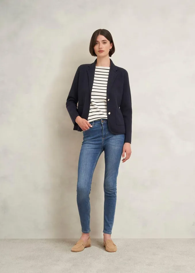 Women Holly Knitted Blazer With Wool Hobbs Navy Hobbs Coats and Jackets