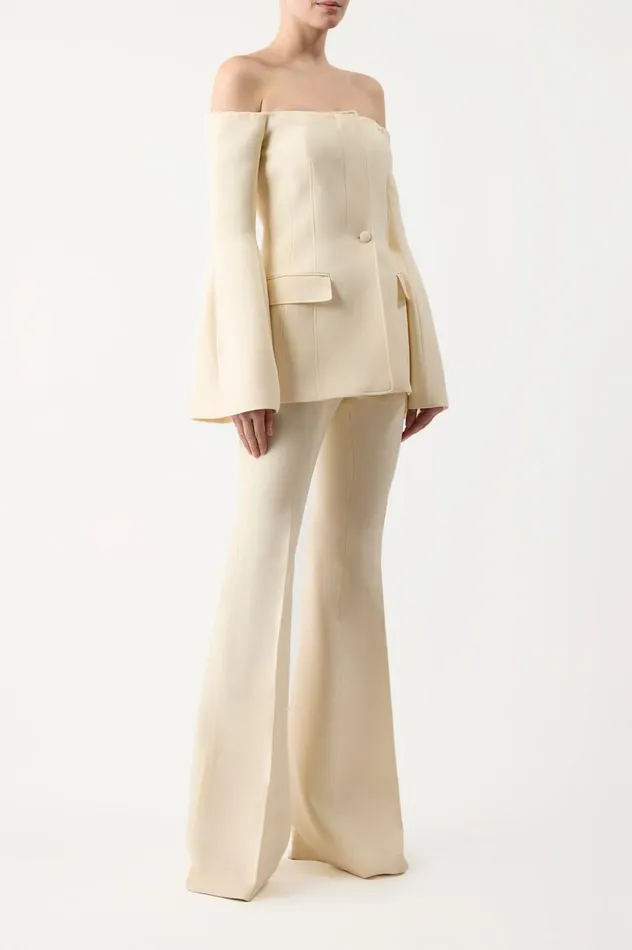 Women Jackets and Coats Gabriela Hearst Ambrose Jacket In Ivory Wool Silk Cady