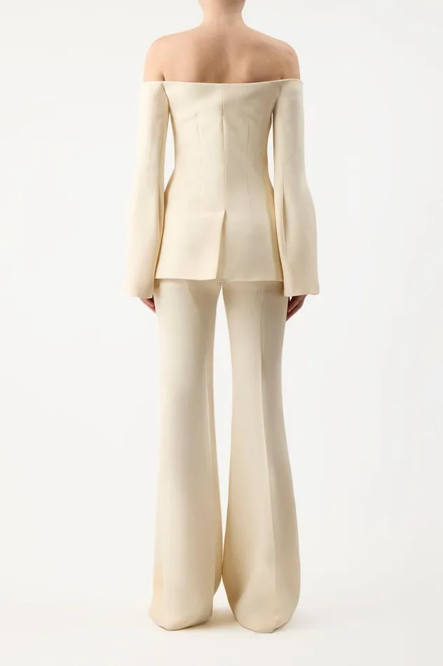 Women Jackets and Coats Gabriela Hearst Ambrose Jacket In Ivory Wool Silk Cady