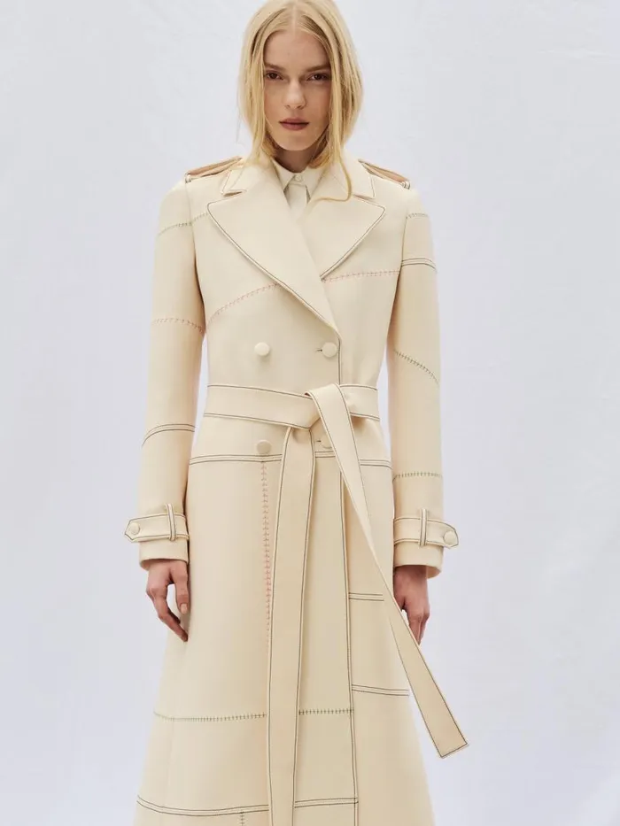 Women Jackets and Coats Gabriela Hearst Hamilton Trench Coat In Ivory Wool Silk Cady