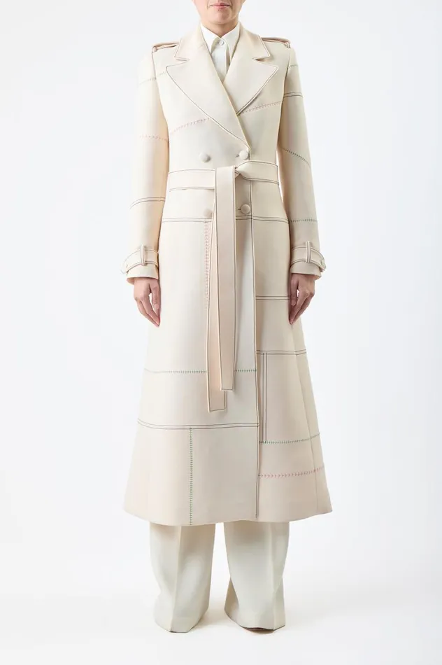 Women Jackets and Coats Gabriela Hearst Hamilton Trench Coat In Ivory Wool Silk Cady