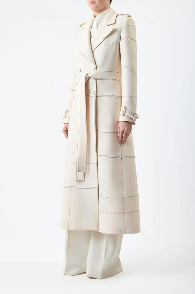 Women Jackets and Coats Gabriela Hearst Hamilton Trench Coat In Ivory Wool Silk Cady