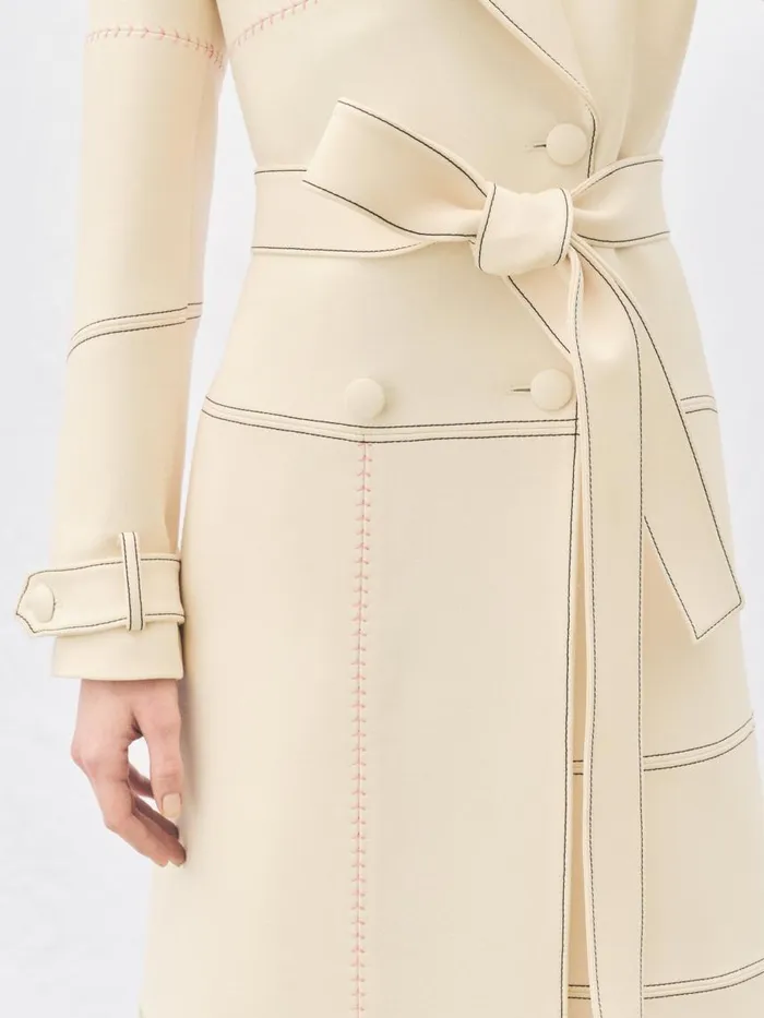 Women Jackets and Coats Gabriela Hearst Hamilton Trench Coat In Ivory Wool Silk Cady