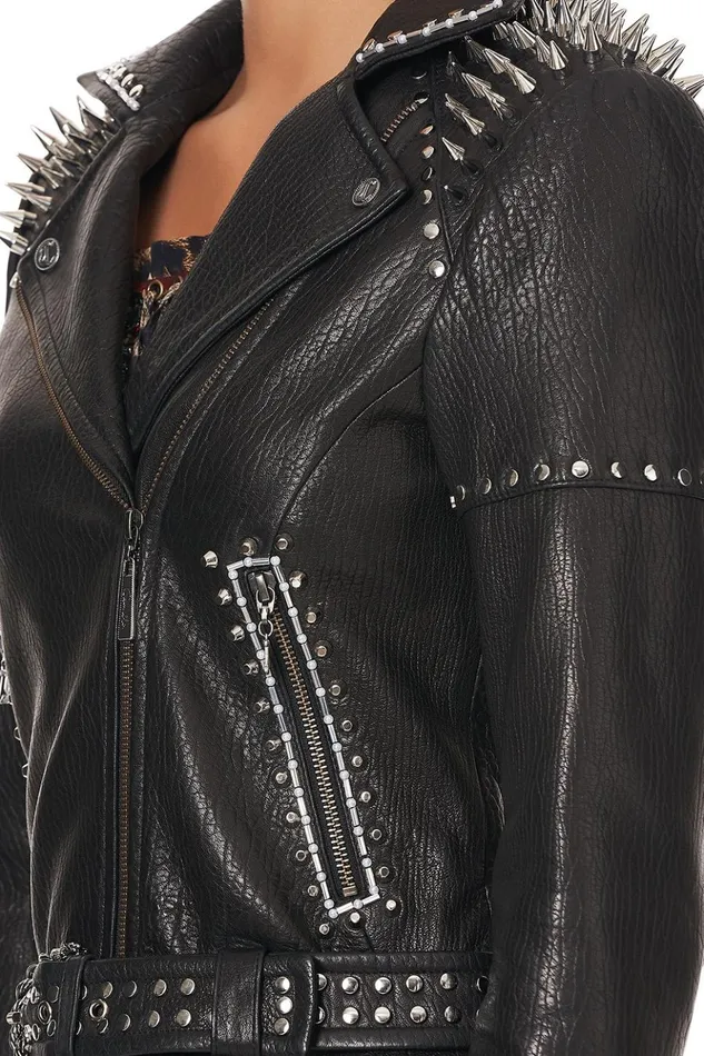 Women Jackets Camilla Biker With Shoulder Yoke Leather