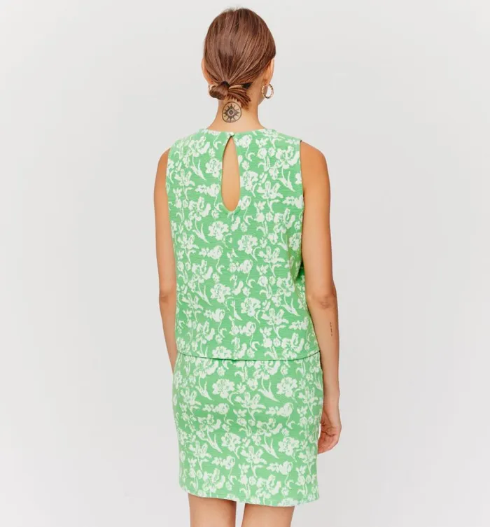 Women Jersey Jacquard Sleeveless Top 8211 Green Print Promod Tops Women Jersey Jacquard Sleeveless Top 8211 Green Print Promod Tops