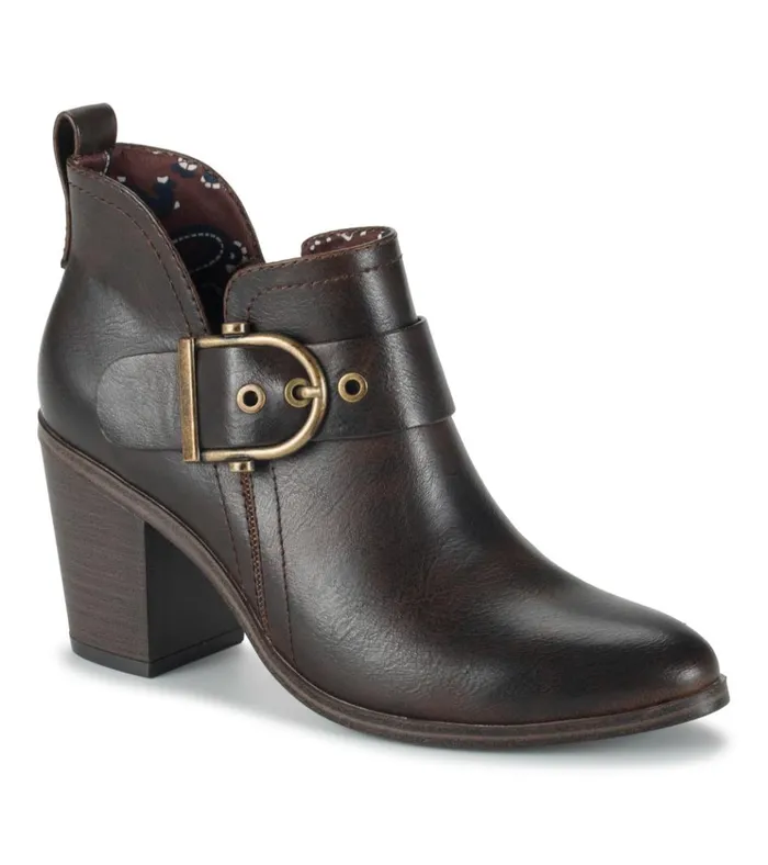 Women Karina Block Heel Ankle Bootie Dark Brown Baretraps Booties