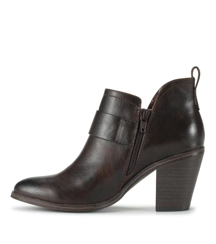 Women Karina Block Heel Ankle Bootie Dark Brown Baretraps Booties