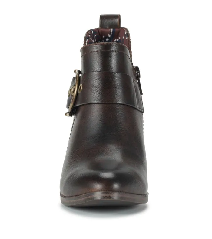 Women Karina Block Heel Ankle Bootie Dark Brown Baretraps Booties