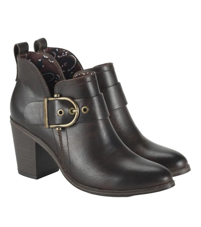 Women Karina Block Heel Ankle Bootie Dark Brown Baretraps Booties
