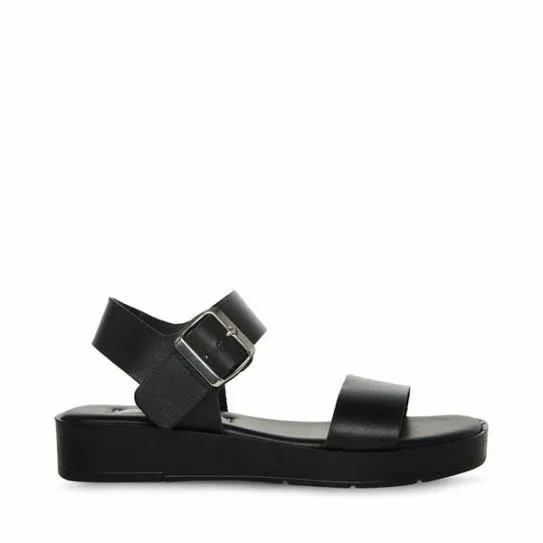 Women KEENAN BLACK LEATHER Black Leather Steve Madden Sandals