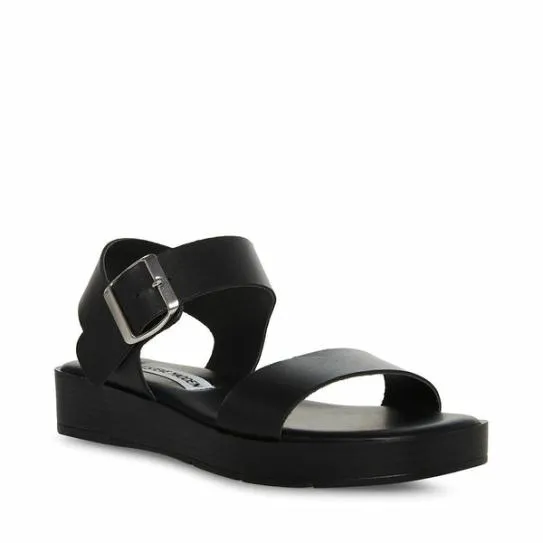 Women KEENAN BLACK LEATHER Black Leather Steve Madden Sandals Women KEENAN BLACK LEATHER Black Leather Steve Madden Sandals