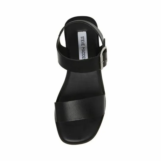 Women KEENAN BLACK LEATHER Black Leather Steve Madden Sandals Women KEENAN BLACK LEATHER Black Leather Steve Madden Sandals