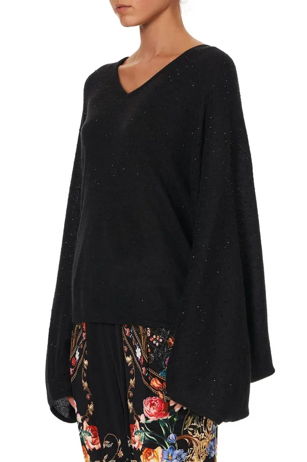Women Knitwear Camilla Knit V Neck Jumper With Dolman Sleeve Blushing Manor