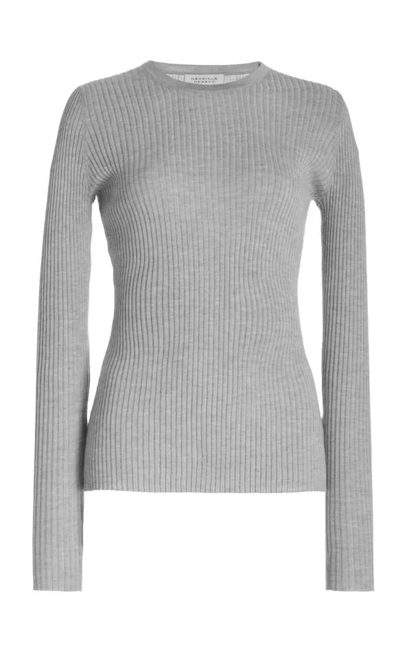 Women Knitwear Gabriela Hearst Browning Knit Sweater In Heather Grey Cashmere Silk