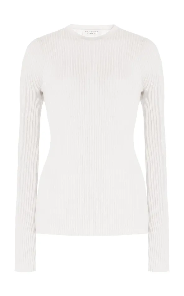 Women Knitwear Gabriela Hearst Browning Knit Sweater In Ivory Cashmere Silk