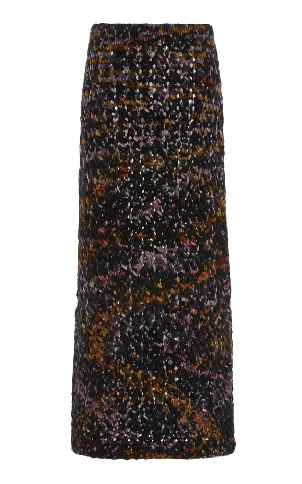 Women Knitwear Gabriela Hearst Collin Knit Skirt In Space Dye Black Multi Welfat Cashmere