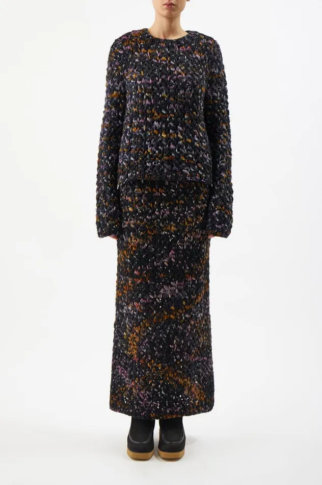 Women Knitwear Gabriela Hearst Collin Knit Skirt In Space Dye Black Multi Welfat Cashmere