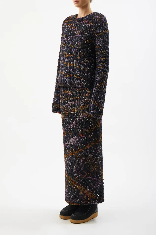 Women Knitwear Gabriela Hearst Collin Knit Skirt In Space Dye Black Multi Welfat Cashmere