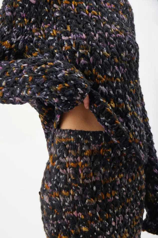 Women Knitwear Gabriela Hearst Collin Knit Skirt In Space Dye Black Multi Welfat Cashmere