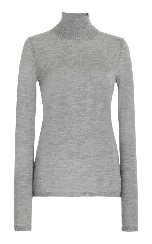 Women Knitwear Gabriela Hearst Costa Knit Turtleneck In Heather Grey Cashmere Silk