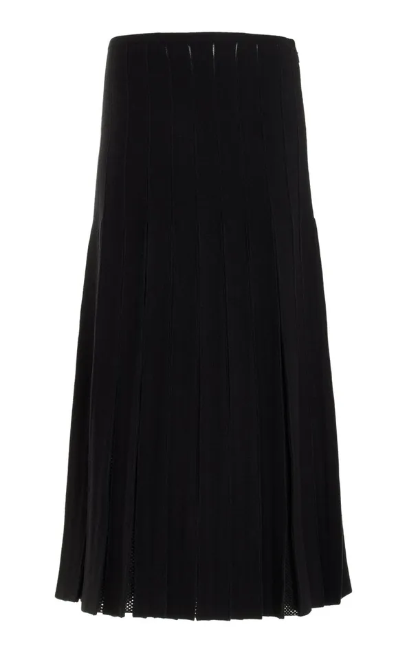 Women Knitwear Gabriela Hearst Del Knit Pleated Skirt In Black Wool
