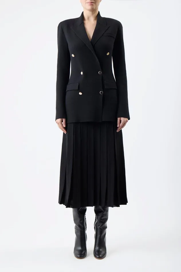 Women Knitwear Gabriela Hearst Del Knit Pleated Skirt In Black Wool