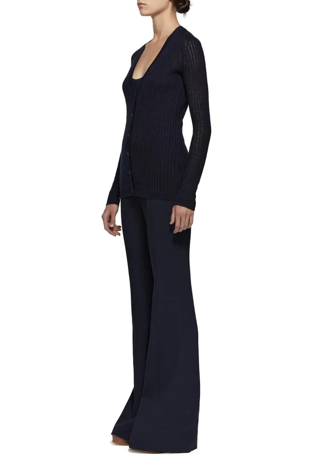 Women Knitwear Gabriela Hearst Emma Pointelle Knit Cardigan In Dark Navy Cashmere Silk