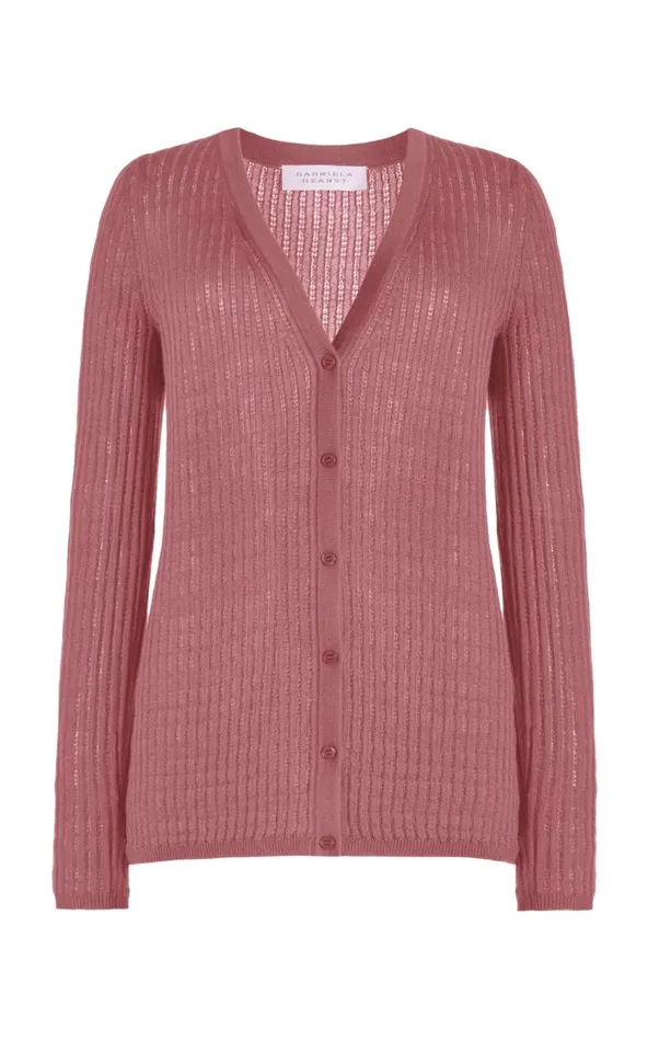Women Knitwear Gabriela Hearst Emma Pointelle Knit Cardigan In Rose Quartz Cashmere Silk