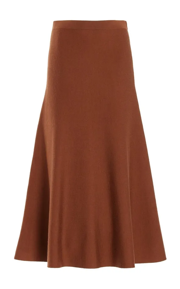 Women Knitwear Gabriela Hearst Freddie Knit Skirt In Cognac Merino Wool Cashmere
