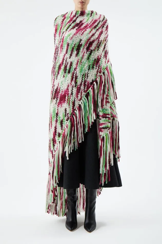 Women Knitwear Gabriela Hearst Lauren Knit Wrap In Space Dye Jewel Multi Welfat Cashmere