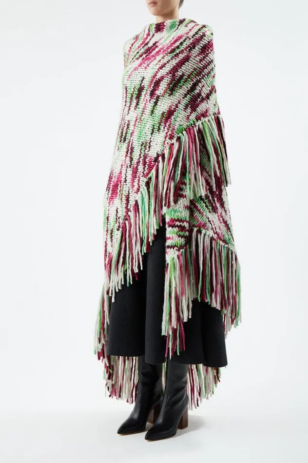 Women Knitwear Gabriela Hearst Lauren Knit Wrap In Space Dye Jewel Multi Welfat Cashmere
