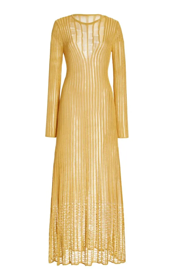 Women Knitwear Gabriela Hearst Maia Knit Dress In Gold Shappe Silk