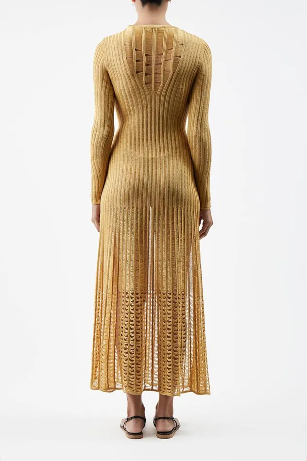 Women Knitwear Gabriela Hearst Maia Knit Dress In Gold Shappe Silk