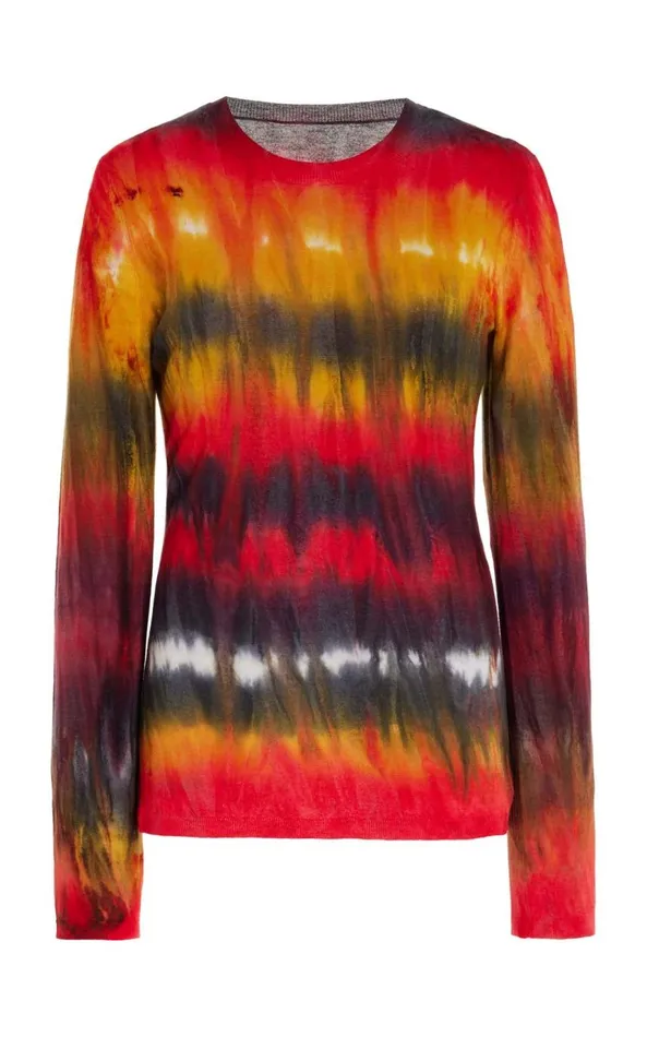 Women Knitwear Gabriela Hearst Miller Knit Sweater In Fire Tie Dye Cashmere