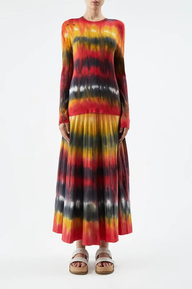 Women Knitwear Gabriela Hearst Miller Knit Sweater In Fire Tie Dye Cashmere