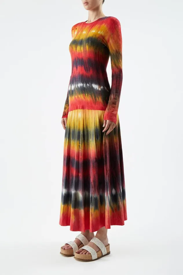 Women Knitwear Gabriela Hearst Miller Knit Sweater In Fire Tie Dye Cashmere