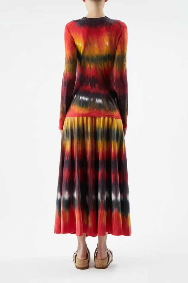 Women Knitwear Gabriela Hearst Miller Knit Sweater In Fire Tie Dye Cashmere