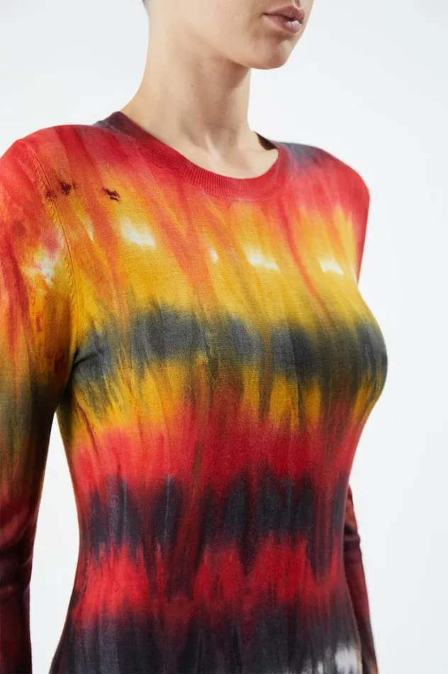 Women Knitwear Gabriela Hearst Miller Knit Sweater In Fire Tie Dye Cashmere