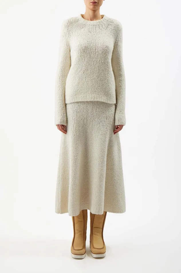 Women Knitwear Gabriela Hearst Philippe Knit Sweater In Ivory Cashmere Boucle