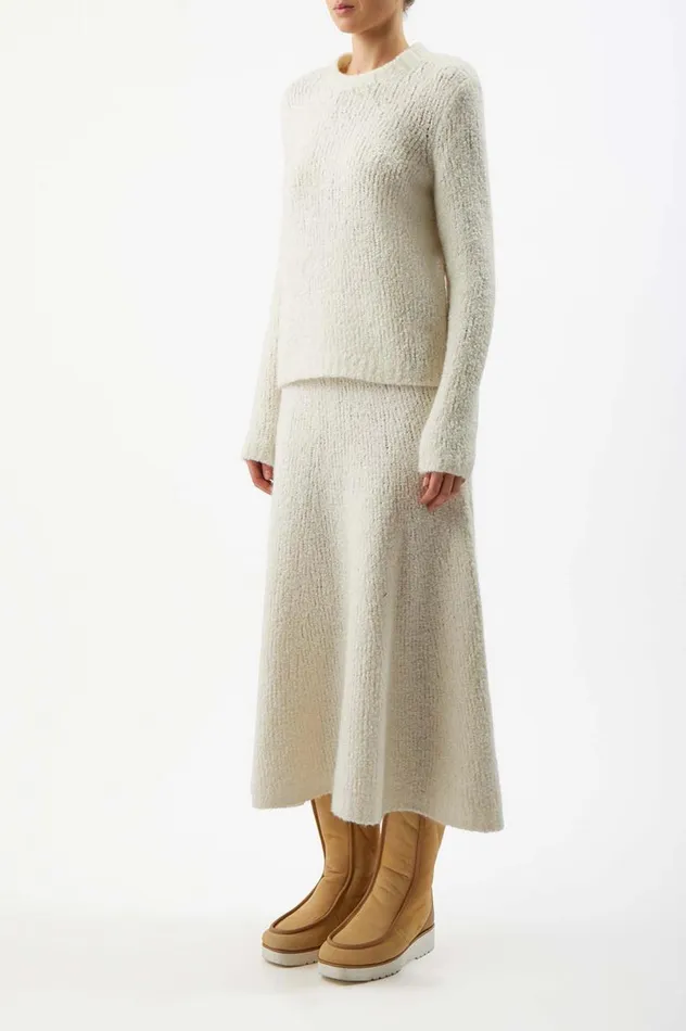 Women Knitwear Gabriela Hearst Philippe Knit Sweater In Ivory Cashmere Boucle