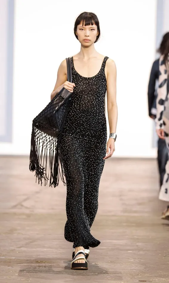 Women Knitwear Gabriela Hearst Sanne Knit Tank Top In Black Beaded Silk