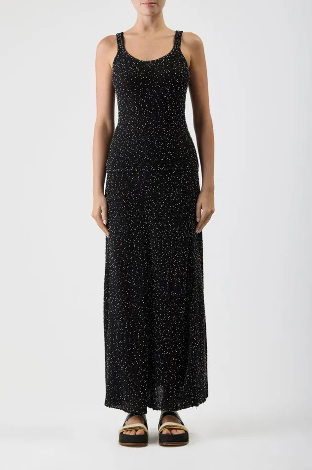 Women Knitwear Gabriela Hearst Sanne Knit Tank Top In Black Beaded Silk