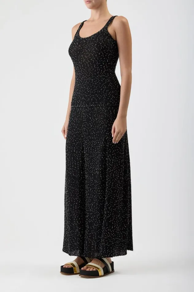 Women Knitwear Gabriela Hearst Sanne Knit Tank Top In Black Beaded Silk