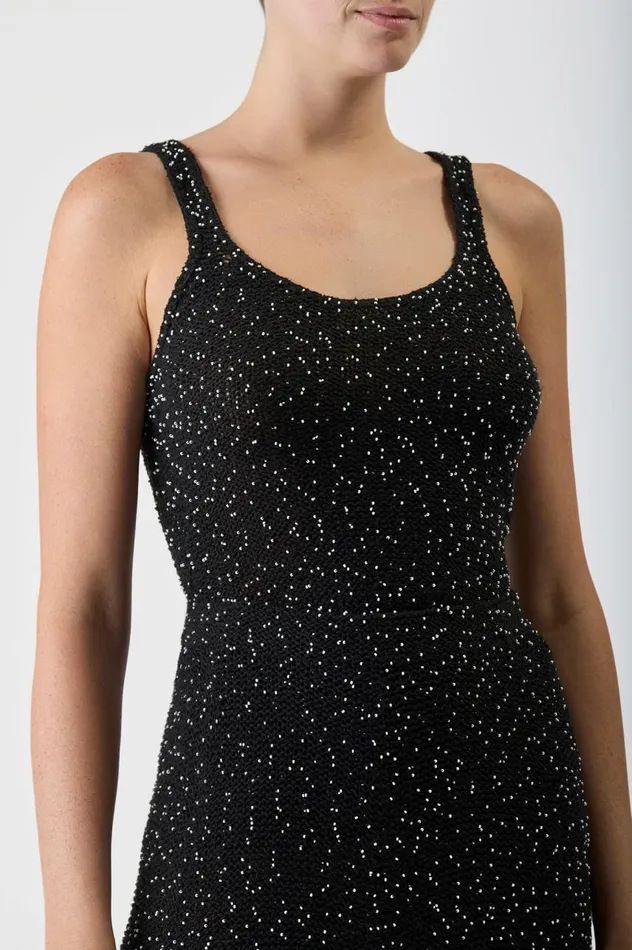 Women Knitwear Gabriela Hearst Sanne Knit Tank Top In Black Beaded Silk