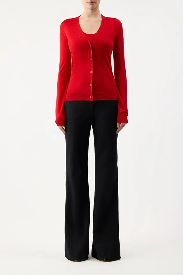 Women Knitwear Gabriela Hearst Tori Knit Cardigan In Red Topaz Cashmere Silk