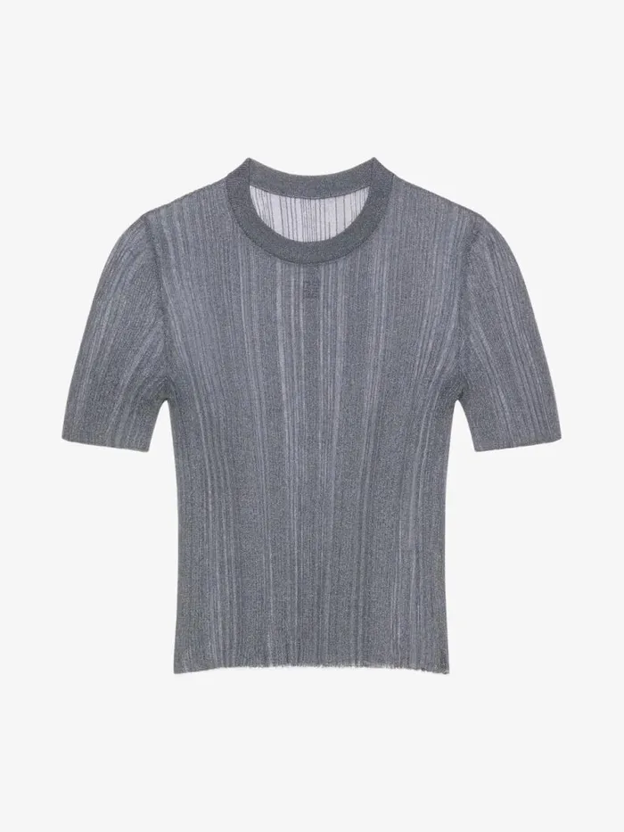 Women Knitwear Givenchy Slim Fit Sweater In Transparent Knit Shark Grey